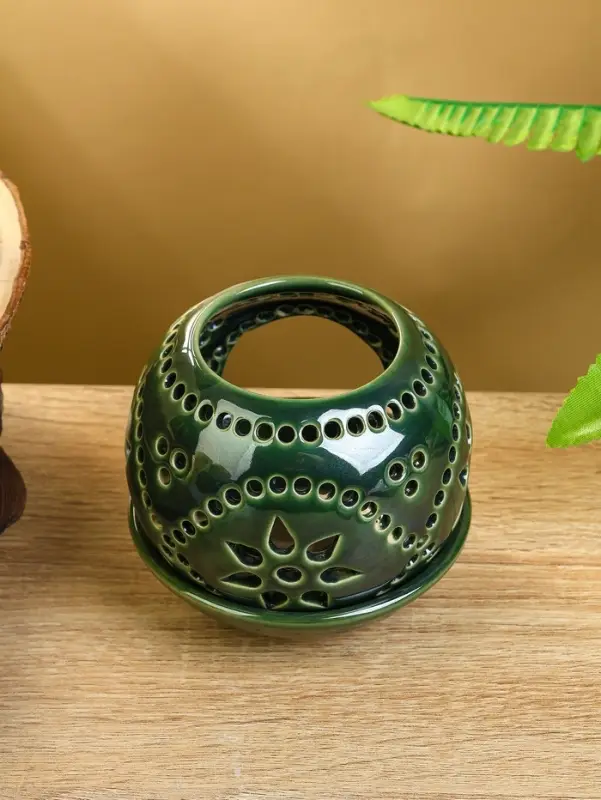 Аромалампа "Магнолия" керамика, цв. зелёный, 10х10х9 см