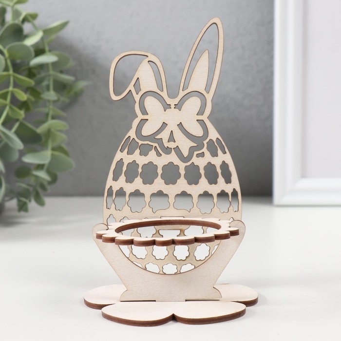 Подставка под яйцо Подставка под яйцо "Зайка" 8,8х8,8х14,5 см (набор 4 детали) белый