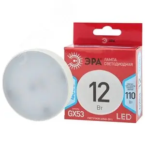 Лампа светодиодная LED 12 Вт 960Лм 4000К таблетка (GX53) нейтральный GX53 170-265В LED GX-12W-840-GX53 Red Line