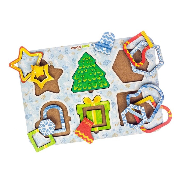 Развивающая игра по методике «Монтессори.Новогодние фигуры» Развивающая игра по методике «Монтессори.Новогодние фигуры»