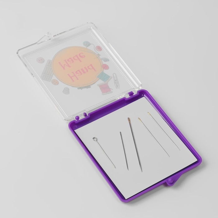 Игольница магнитная «Hand made», с иглами, 7 × 8 см, цвет фиолетовый Игольница магнитная «Hand made», с иглами, 7 × 8 см, цвет фиолетовый