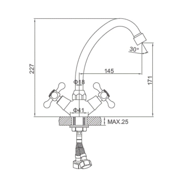 Cмеситель для кухни Accoona A4078, двухвентильный, с гайкой, латунь, хром Cмеситель для кухни Accoona A4078, двухвентильный, с гайкой, латунь, хром