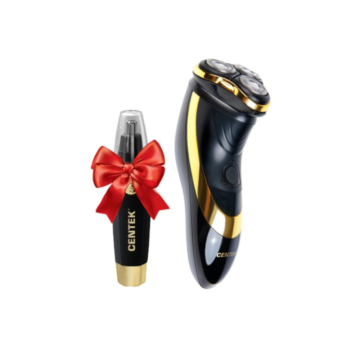 Электробритва Centek CT-2160, 3 Вт, роторная, 3 плавающие головки, триммер, черно-золотая Электробритва Centek CT-2160, 3 Вт, роторная, 3 плавающие головки, триммер, черно-золотая