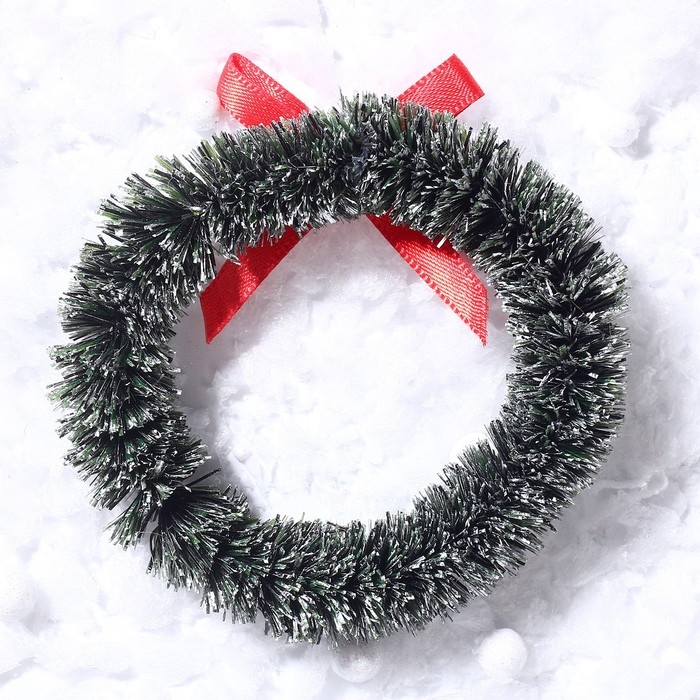 Декор «Новогодний венок с бантиком», набор 3 шт., размер 1 шт. — 6,5 см, цвет тёмно-зелёный Декор «Новогодний венок с бантиком», набор 3 шт., размер 1 шт. — 6,5 см, цвет тёмно-зелёный