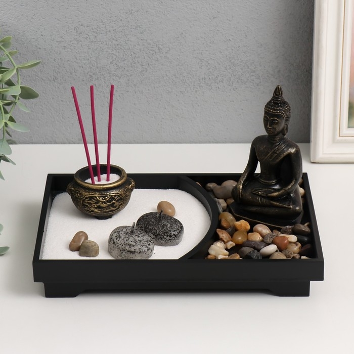 Сад Дзен  Сад Дзен "Бронзовый Будда" песок+аромапалочки+камни 22х15х12,5 см