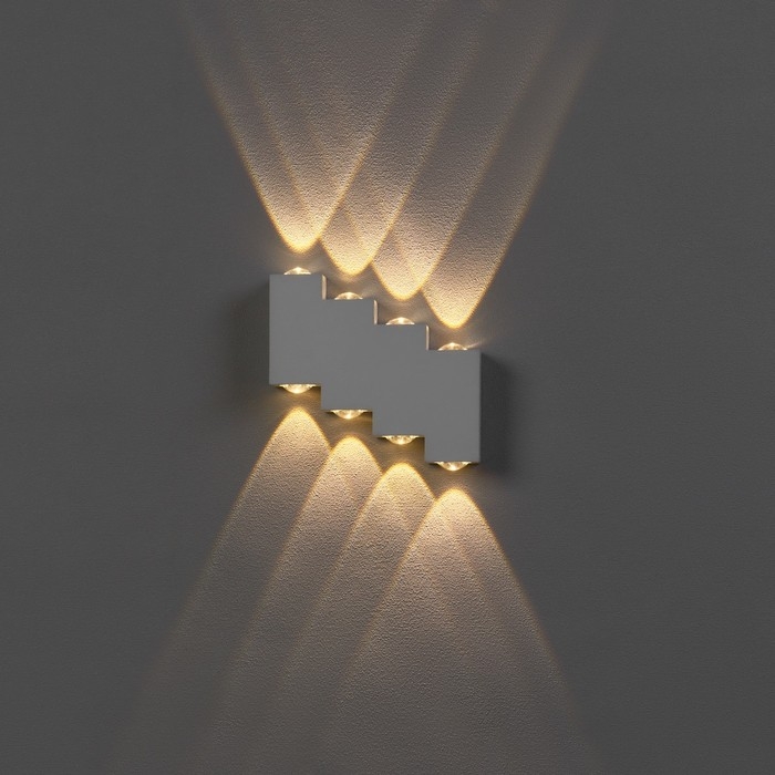 Светильник фасадный «Луч», FSD-012, 8 Вт, 3000К, 4 луча, IP65, 220 В, металл, белый