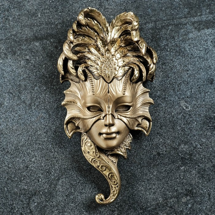 Панно Панно "Маска" 28х14х5 см, бронза с позолотой