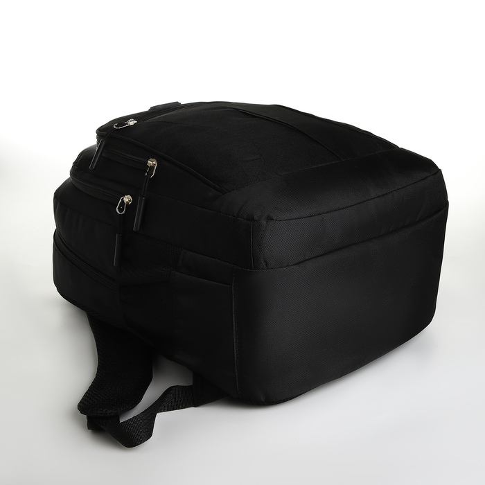 Рюкзак школьный из текстиля на молнии, 5 карманов, цвет чёрный Рюкзак школьный из текстиля на молнии, 5 карманов, цвет чёрный