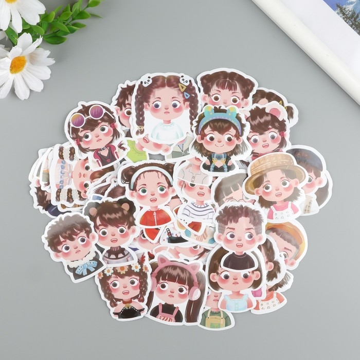 Наклейки пластик Наклейки пластик "Девочки-модницы" набор 60 шт 10х12 см