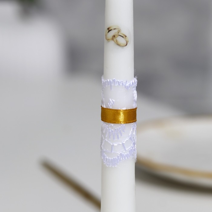 Набор свечей  Набор свечей "Кружевной с бантиком" золотой: домашний очаг 6,8х15см, родительские 1,8х17,5см