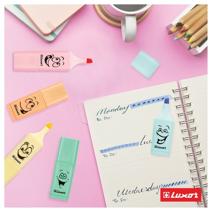 Набор маркеров текстовыделителей Luxor Eyeliter Pastel, 5 штук, 5 цветов, 1.0-4.5 мм, чернила на водной основе, европодвес Набор маркеров текстовыделителей Luxor Eyeliter Pastel, 5 штук, 5 цветов, 1.0-4.5 мм, чернила на водной основе, европодвес