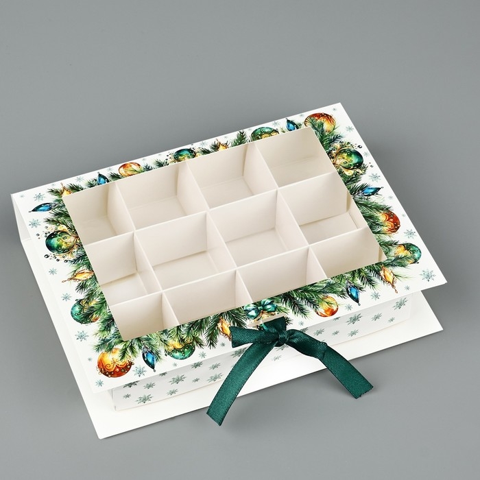 Коробка под 12 конфет с ячейками «С Новым годом!» 18.8 х 13.5 х 3.5 см, Новый год Коробка под 12 конфет с ячейками «С Новым годом!» 18.8 х 13.5 х 3.5 см, Новый год