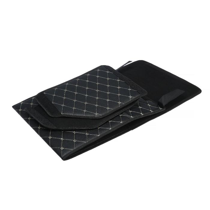 Органайзер саквояж в багажник автомобиля, 40×32×30 см, экокожа, черный с белой строчкой Органайзер саквояж в багажник автомобиля, 40×32×30 см, экокожа, черный с белой строчкой