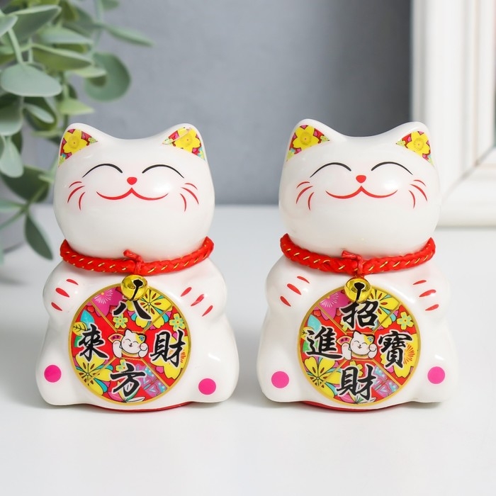 Сувенир керамика Сувенир керамика "Манэки-нэко с колесом счастья" 7,5х6х5,5 см МИКС