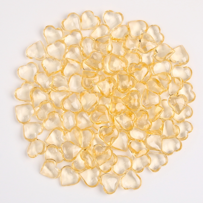 Сердечки пластиковые декоративные, набор 100 шт., размер 1 шт. — 2 × 2 см, цвет золотой