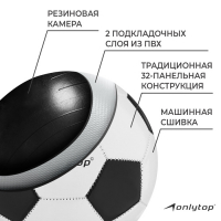 Футбольный мяч ONLYTOP, машинная сшивка, 32 панели, р. 4, PVC