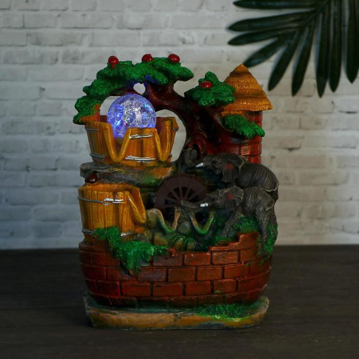 Фонтан "Слоны у воды" 13,5х18х27 см (с подсветкой)