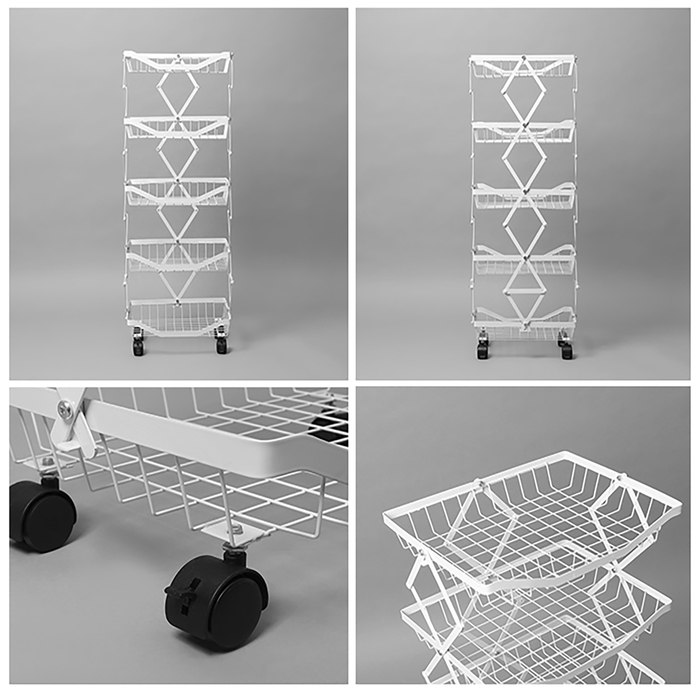 Накопитель складной на колесах, 5 полок, 35,3×27,3×94,6 см, цвет белый Накопитель складной на колесах, 5 полок, 35,3×27,3×94,6 см, цвет белый
