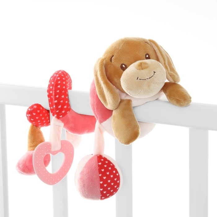 Растяжка - спираль с игрушками дуга на коляску / кроватку для малышей 0+ «Собачка Кути», розовая, Крошка Я 3489 Растяжка - спираль с игрушками дуга на коляску / кроватку для малышей 0+ «Собачка Кути», розовая, Крошка Я 3489