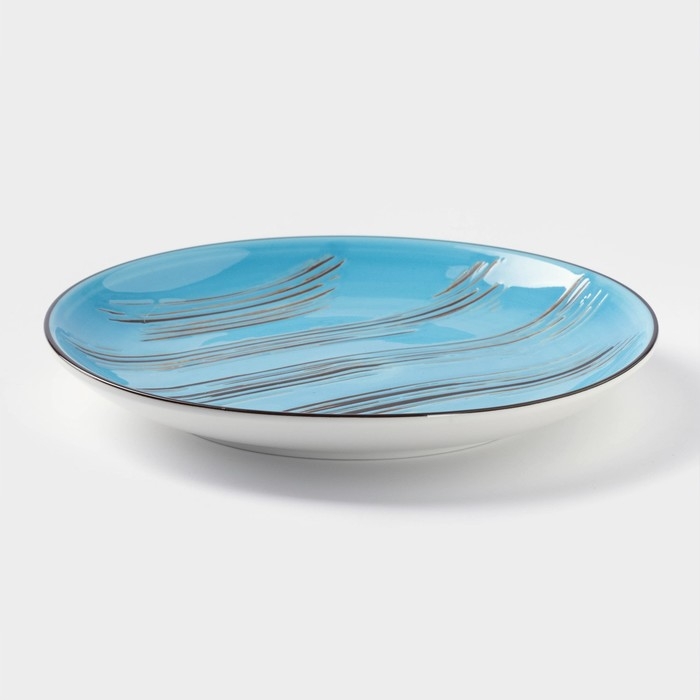 Тарелка фарфоровая десертная Wilmax Scratch, d=17,5 см, цвет голубой Тарелка фарфоровая десертная Wilmax Scratch, d=17,5 см, цвет голубой