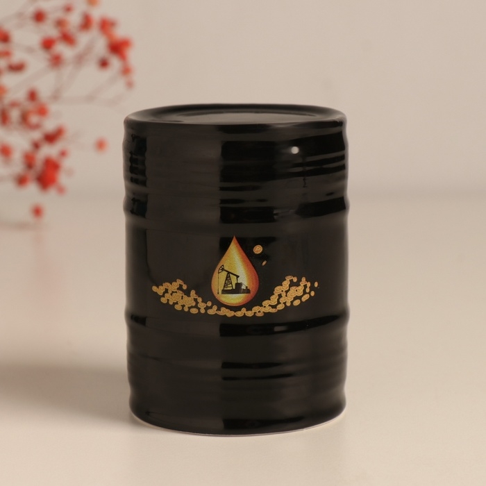 Копилка керамика Копилка керамика "Нефть - чёрное золото!" чёрная 6,5х6,5х9 см