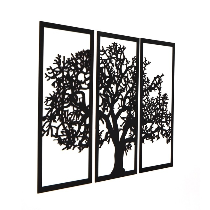 Декор настенный, панно для интерьера "Дерево", 3 модуля 57 х 27 см