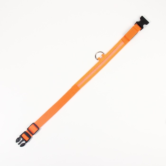 Ошейник с подсветкой размер XL, ОШ 52-60 х 2,5 см, 3 режима свечения оранжевый Ошейник с подсветкой размер XL, ОШ 52-60 х 2,5 см, 3 режима свечения оранжевый