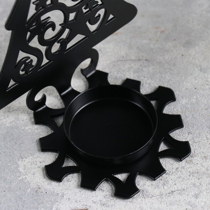 Новый год Подсвечник Новый год Подсвечник "Ёлка со звездами" металл на одну свечу, 6,6х10х13 см, черный