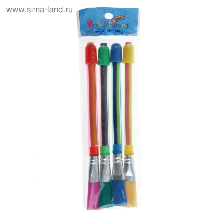 Набор выдвижных ластиков с кисточками, 4 шт., в блистере, МИКС