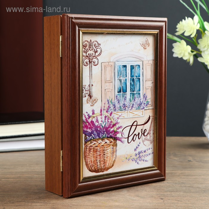 Ключница Ключница "Окно с лавандой" 15х21 см орех