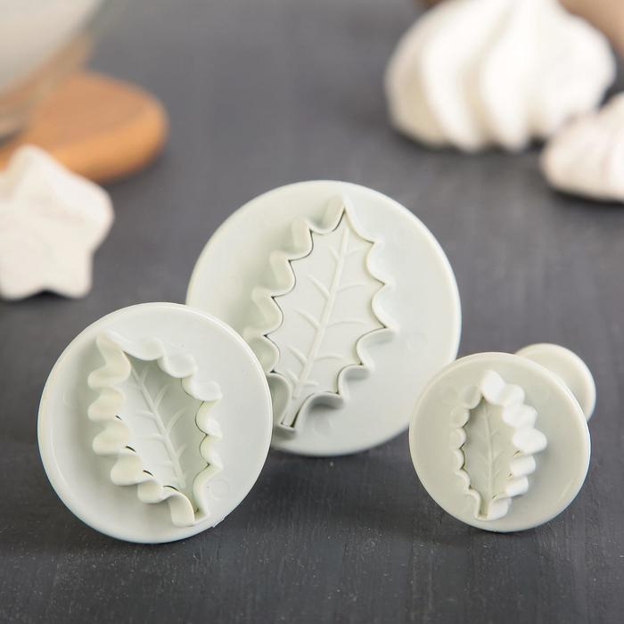 Набор плунжеров кондитерских Доляна «Листик», 3 шт, d=7/6,5/5 см Набор плунжеров кондитерских Доляна «Листик», 3 шт, d=7/6,5/5 см