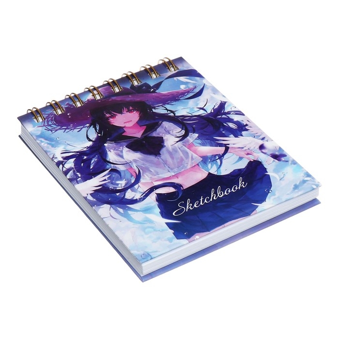 Скетчбук А6, 80 листов на гребне по короткой стороне Скетчбук А6, 80 листов на гребне по короткой стороне "Аниме", твёрдая обложка, блок 100 г/м²