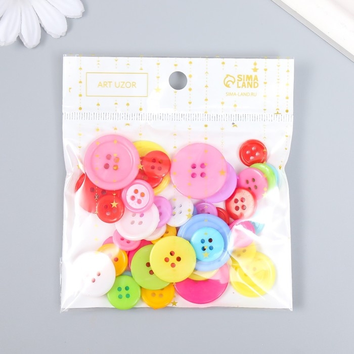 Набор пуговиц декоративные пластик Набор пуговиц декоративные пластик "Цветные"