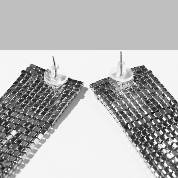 Серьги висячие со стразами «Грация» сердца в квадрате, цвет бело-синий в серебре, 9,5 см Серьги висячие со стразами «Грация» сердца в квадрате, цвет бело-синий в серебре, 9,5 см