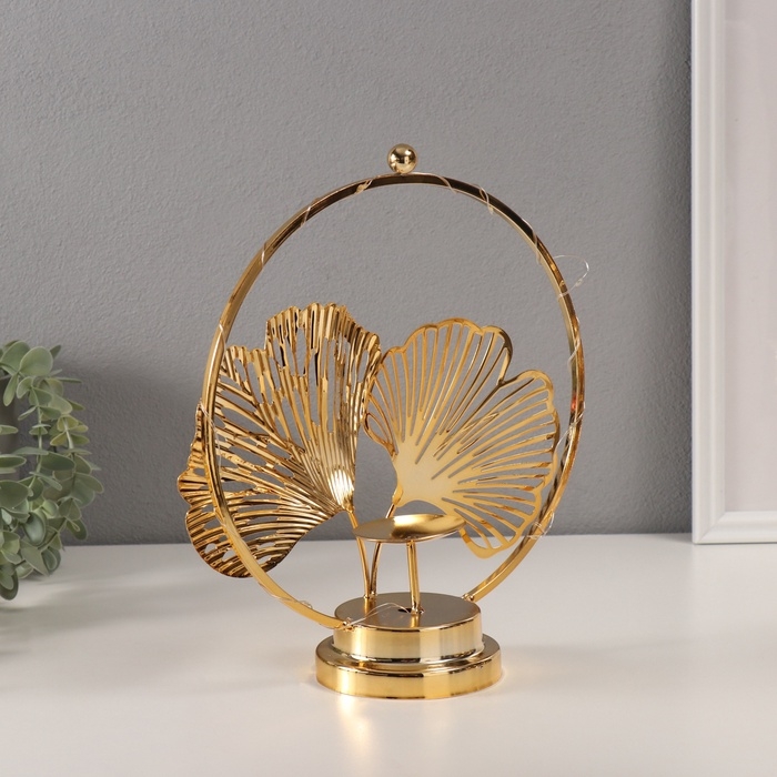 Подсвечник на 1 свечу Подсвечник на 1 свечу "Листья Гинкго" с подсветкой, d-6 см 9,5х23,5х27 см