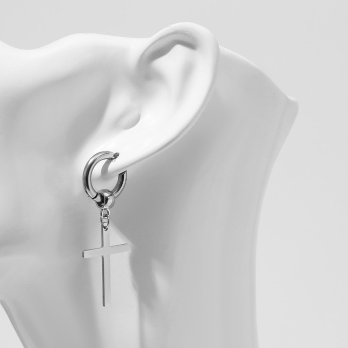 Пирсинг в ухо «Крест», d=11 мм, цвет серебро Пирсинг в ухо «Крест», d=11 мм, цвет серебро