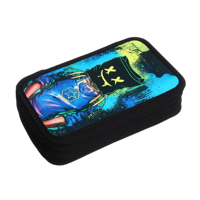 Пенал 3 секции, 125 х 205 х 55 мм, Calligrata 30П26/3 Пенал 3 секции, 125 х 205 х 55 мм, Calligrata 30П26/3 "Маска", ламинированный картон