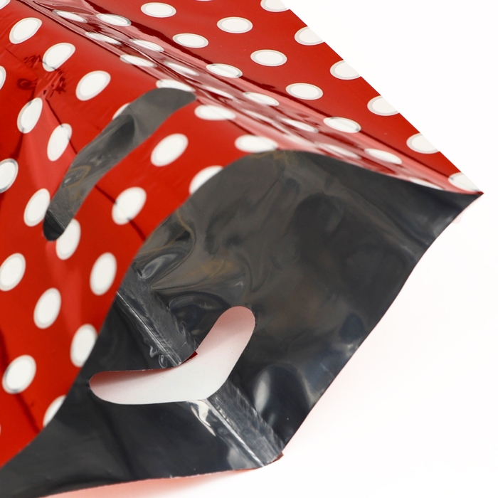 Набор подарочных пакетов, металлизированныей, Набор подарочных пакетов, металлизированныей, "Горох" красный 17х25 см , 20 микрон 10 шт набор