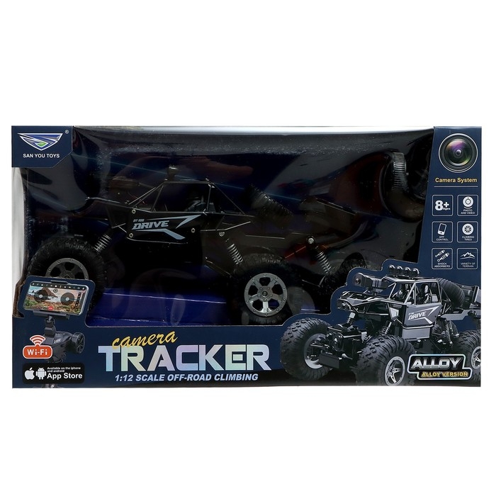 Машина радиоуправляемая «Вездеход» с камерой, полный привод, Wi-fi, элементы из металла, цвет черный Машина радиоуправляемая «Вездеход» с камерой, полный привод, Wi-fi, элементы из металла, цвет черный