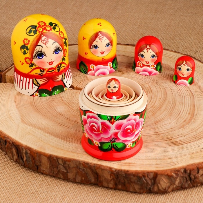 Матрешка  Матрешка "Традиционная", желтая, 15см, 5 кукольная, ручная роспись