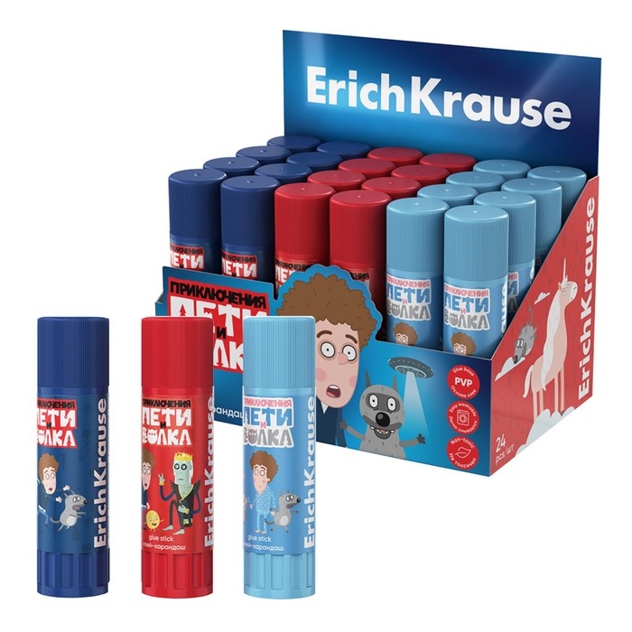 Клей-карандаш 13г ErichKrause EasyStick Клей-карандаш 13г ErichKrause EasyStick "Приключения Пети и Волка" PVP, экономичный расход, микс