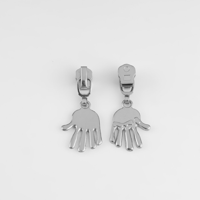 Бегунок автоматический для металлической молнии, №3, декоративный «Ладонь», 10 шт, цвет никель Бегунок автоматический для металлической молнии, №3, декоративный «Ладонь», 10 шт, цвет никель