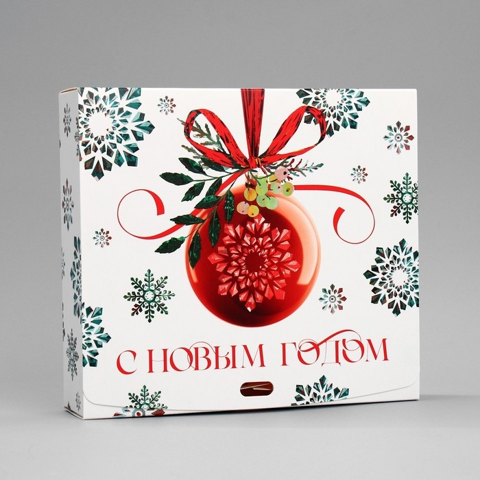 Коробка подарочная новогодняя складная «Снежинки», 20 х 18 х 5 см, БЕЗ ЛЕНТЫ, Новый год Коробка подарочная новогодняя складная «Снежинки», 20 х 18 х 5 см, БЕЗ ЛЕНТЫ, Новый год