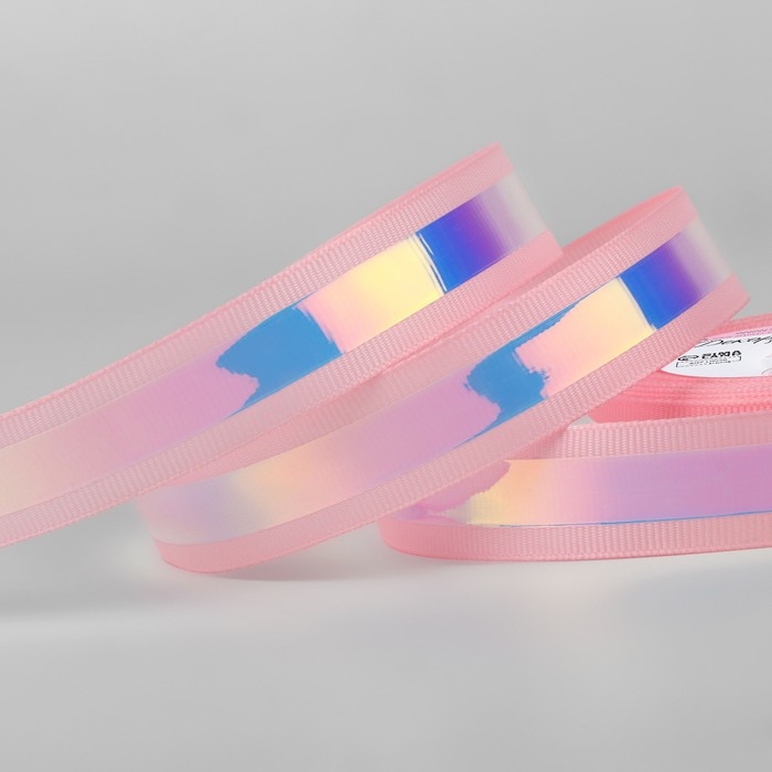 Лента декоративная, с голографией, 20 мм × 9,1 ± 0,5 м, цвет розовый Лента декоративная, с голографией, 20 мм × 9,1 ± 0,5 м, цвет розовый