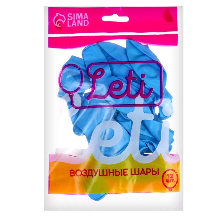 Шар латексный 12", пастель, набор 12 шт., цвет голубой