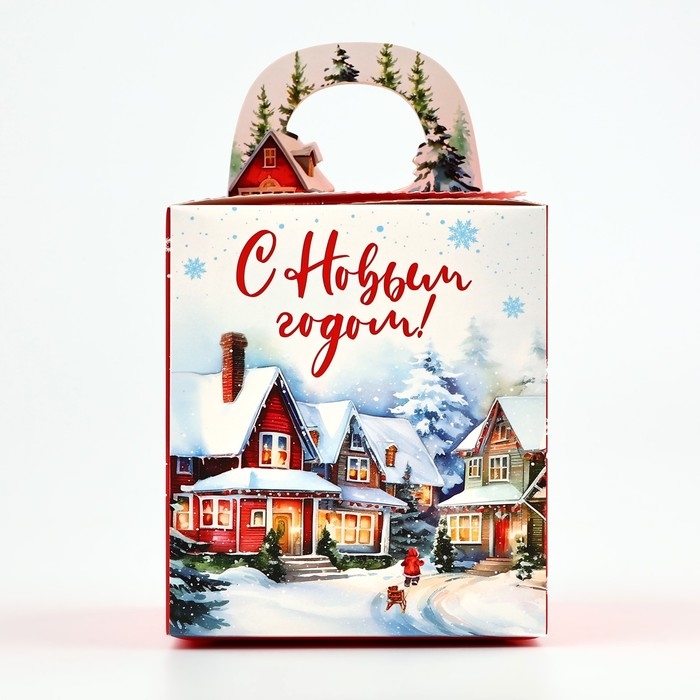 Коробка новогодняя складная «Город» 14 х 16 х 14 см, Новый год Коробка новогодняя складная «Город» 14 х 16 х 14 см, Новый год