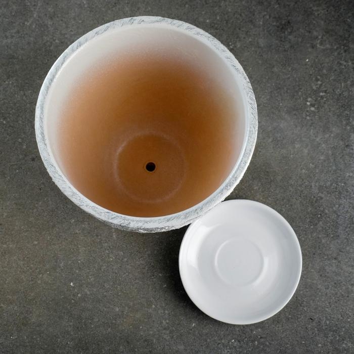 Горшок цветочный Горшок цветочный "Белое серебро" с поддоном, 2,4л