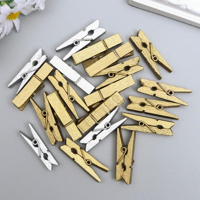 Декор для творчества дерево Декор для творчества дерево "Прищепка" МИКС набор 20 шт 3,5х1х0,7 см