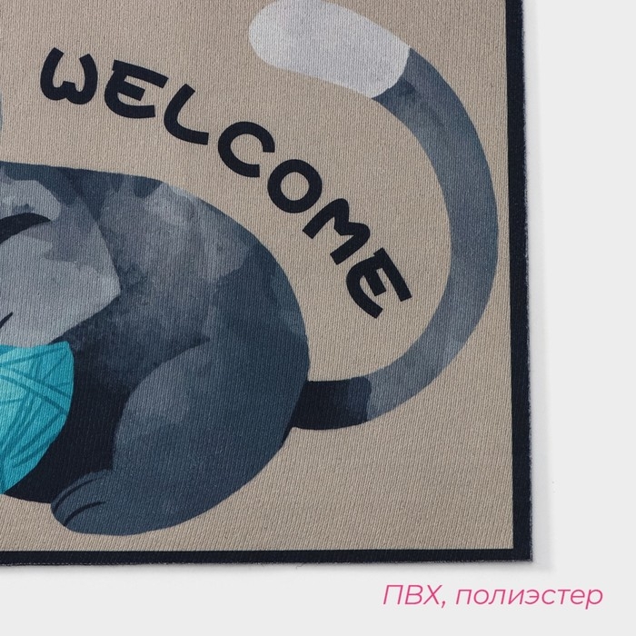 Коврик влаговпитывающий придверный Доляна «Котёнок», без окантовки, 39×59 см Коврик влаговпитывающий придверный Доляна «Котёнок», без окантовки, 39×59 см