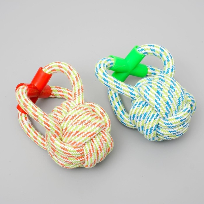 Игрушка канатная Игрушка канатная "Мегамяч" с ручкой, до 190 г, 15 х 9 см, микс цветов